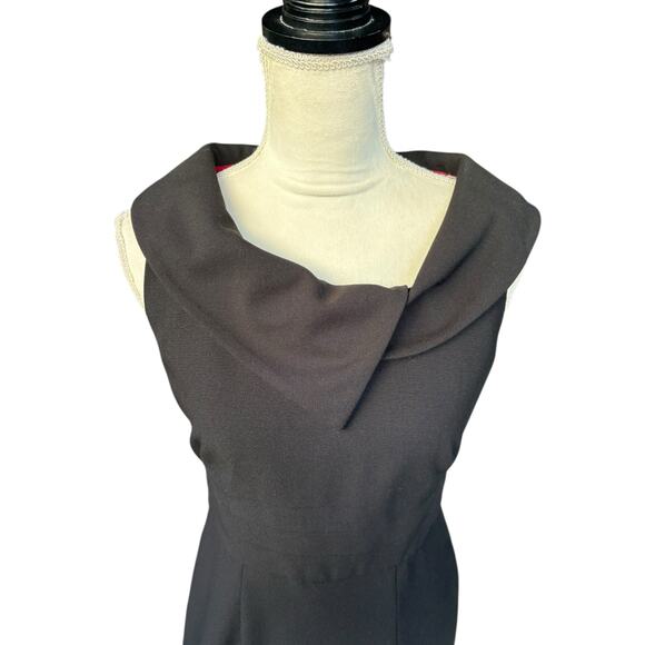 White House Black Market Black Jackie O Cowl-like Neckline Midi Dress - 4 - Picture 3 of 7